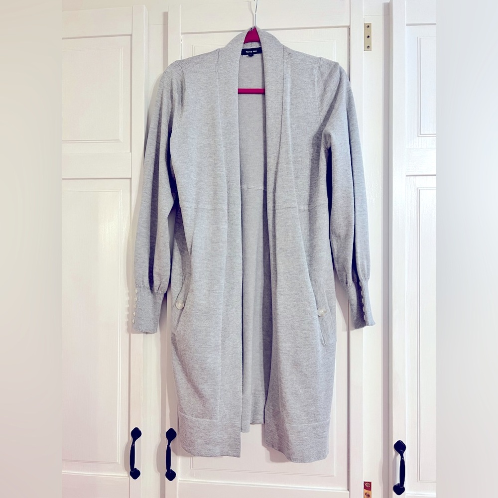 Long Silver Cardigan with pockets!